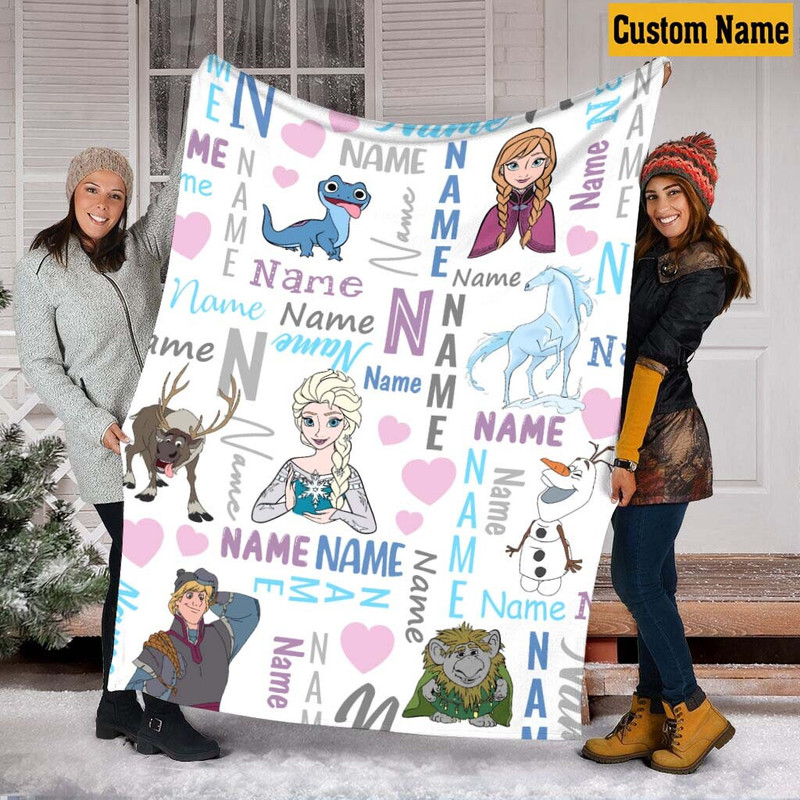 Personalized Elsa Princess Blanket - Princess Baby Blanket - Personalized Blanket - Personalized Baby Blanket - Ice Princess Blanket Snowman.jpg