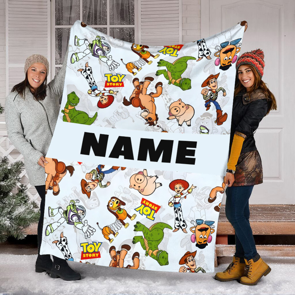 Personalized Name Disney Toy Story Blanket, Toy Story Blanket, Woody, Jessie, Buzz Lightyear, Rex, Slinky, Fleece Mink Sherpa Blanket.jpg