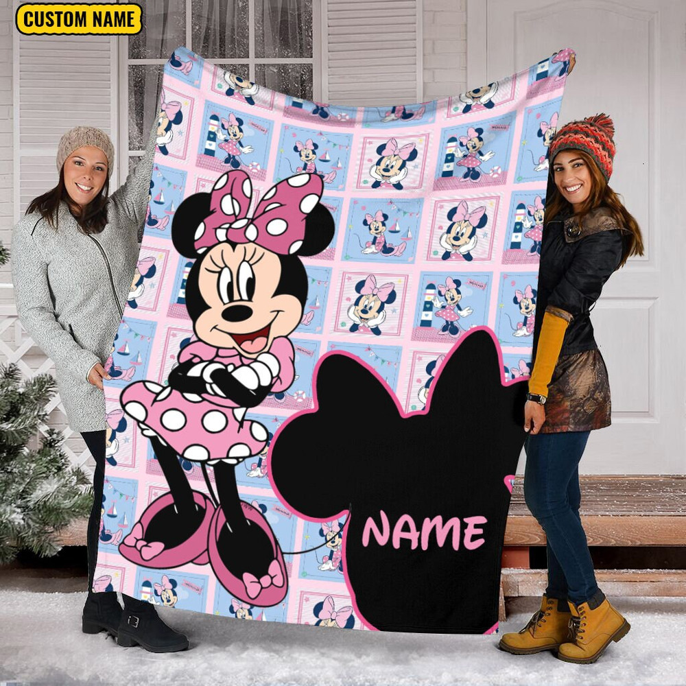 Personalized Name Minnie Blanket , Cute Minnie Fleece Mink Sherpa Blanket, Magic Kingdom Blanket, Custom Name Blanket.jpg