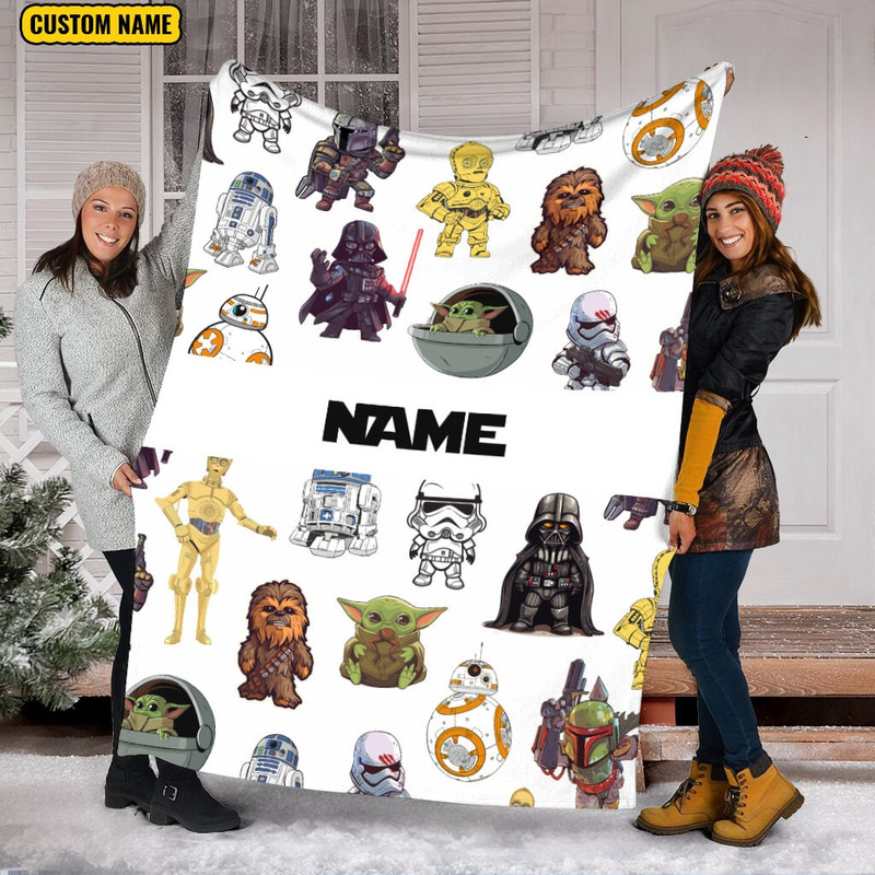 Personalized Name Star Wars Blanket, Star Wars Blanket, Star Wars Characters Blanket, Custom Name Blanket, Birthday Gift, Gift For Fan.jpg