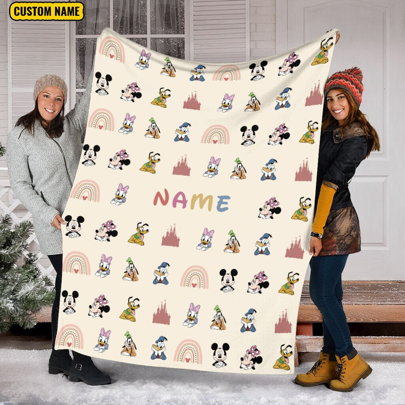 Mickey And Friends Blanket, Mickey Mouse Fleece Blanket, Disney Movie Couch Sofa Blanket, Minnie, Pluto, Goofy, Daisy, Gift For Birthday.jpg