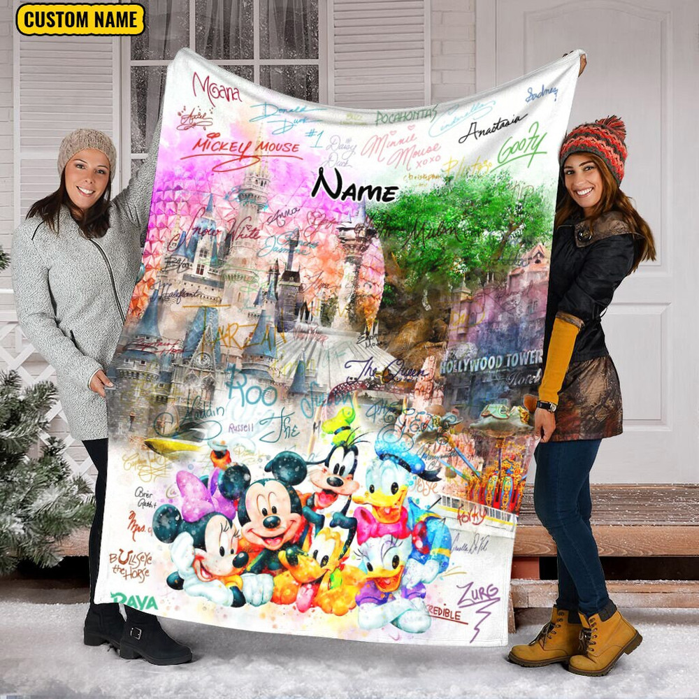 Mickey And Friends Fleece Blanket, Mickey Mouse Birthday Gifts, WDW Blanket, Mickey Ear Blanket, Christmas Gift, Disney Signature Blanket.jpg