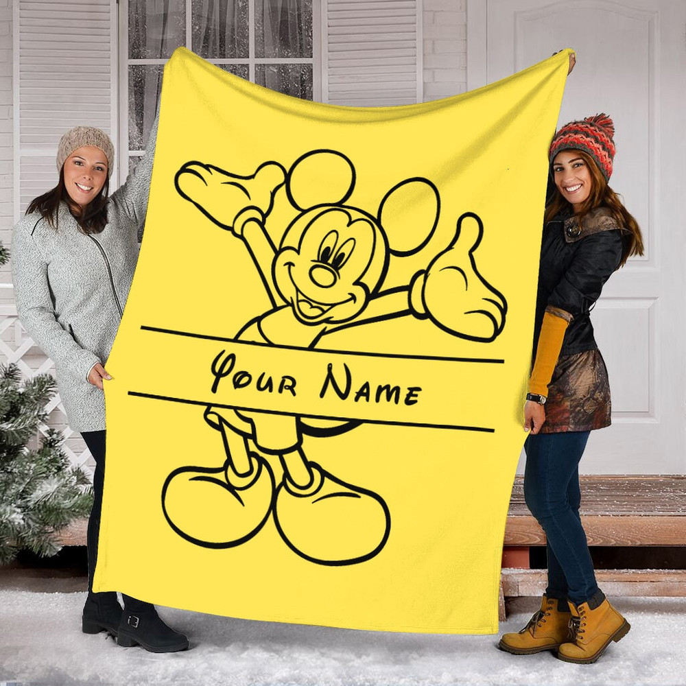 Personalized Name Disney Mickey Blanket , Funny Mickey Fleece Mink Sherpa Blanket, Magic Kingdom Blanket, Custom Name Blanket.jpg
