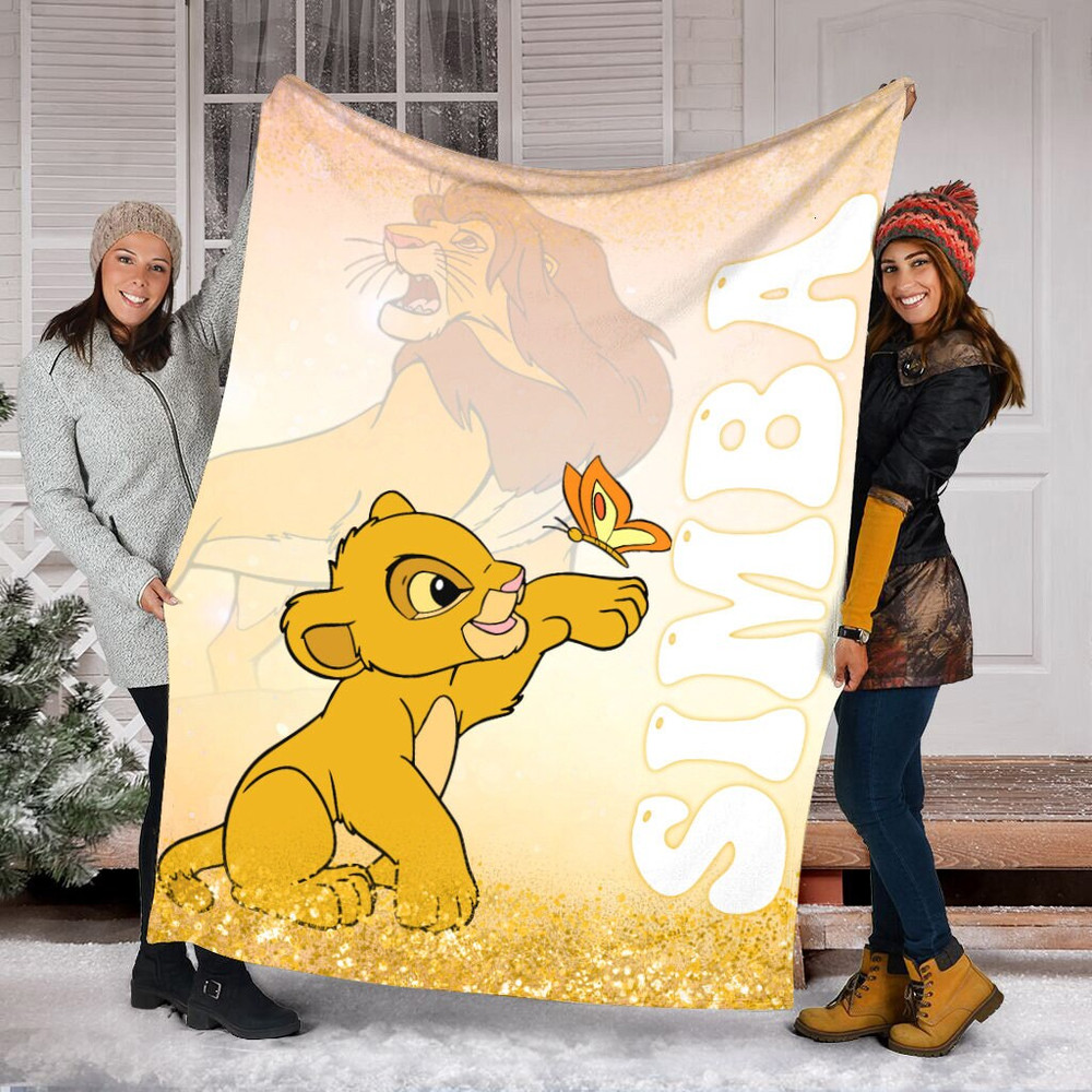 Personalized Name Baby Simba Blanket, Disney Lion King Blanket, Lion King Birthday Gift, Simba Fleece Mink Sherpa Blanket.jpg