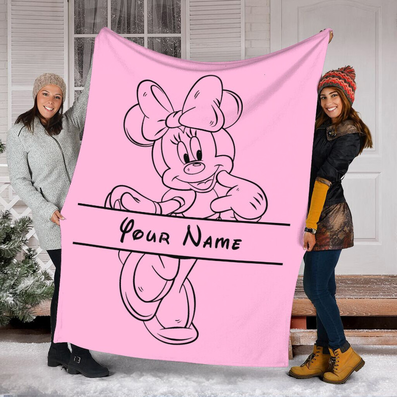 Personalized Name Minnie Blanket , Cute Minnie Fleece Mink Sherpa Blanket, Magic Kingdom Blanket, Custom Name Blanket.jpg