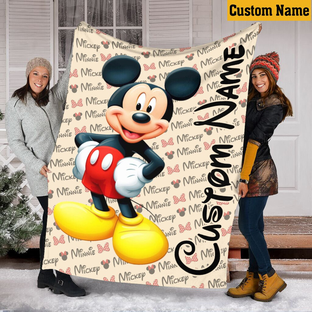 Custom Name Disney Mickey Blanket , Funny Mickey Fleece Mink Sherpa Blanket, Magic Kingdom Blanket, Custom Name Blanket.jpg