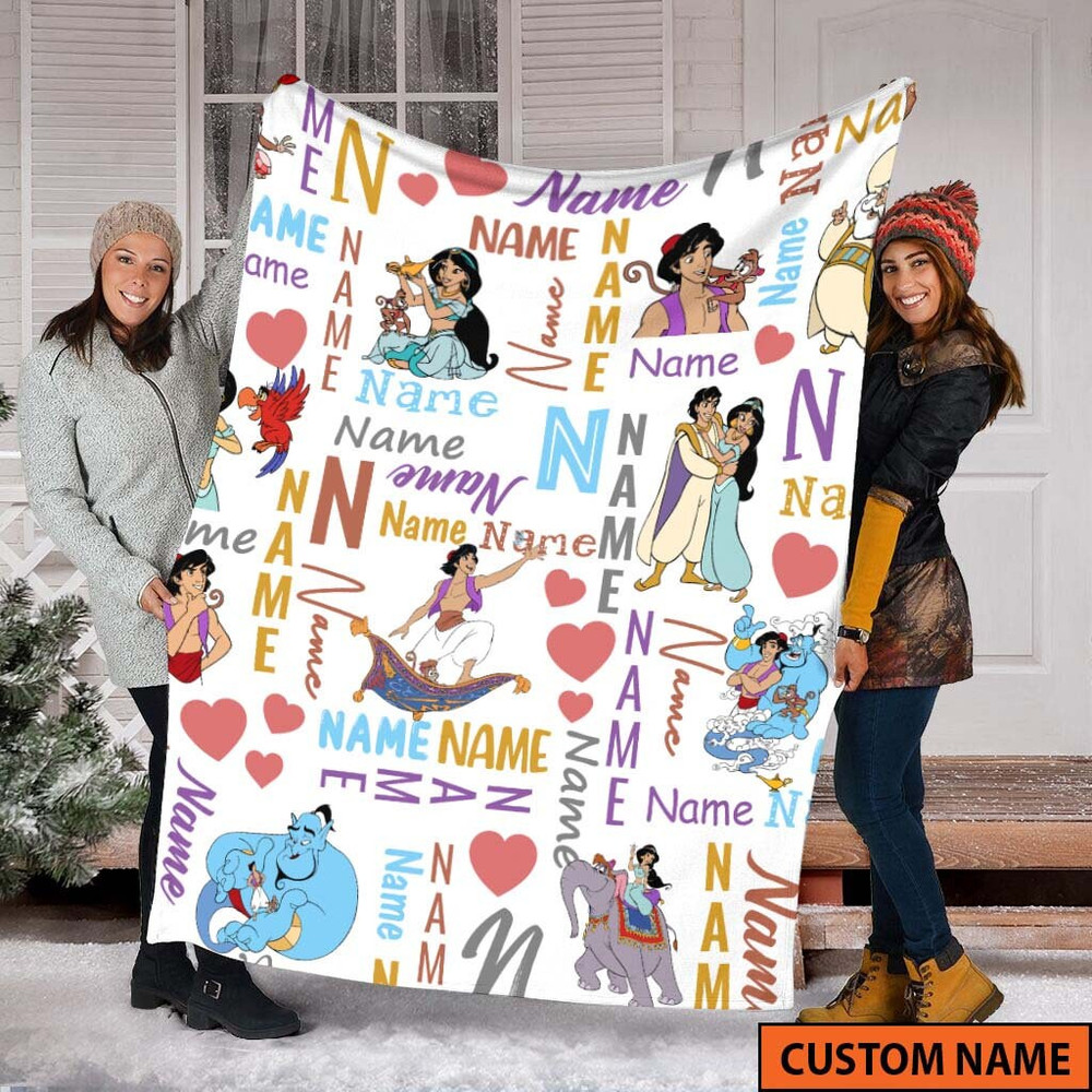 Personalized Jasmine Princess Fleece Blanket, Aladdin Disney Sofa Blanket, Walt Disney World, Magic Kingdom, Disneyland Throw Blanket.jpg