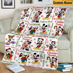 personalized name christmas mickey  blanket, disney blanket, custom ch