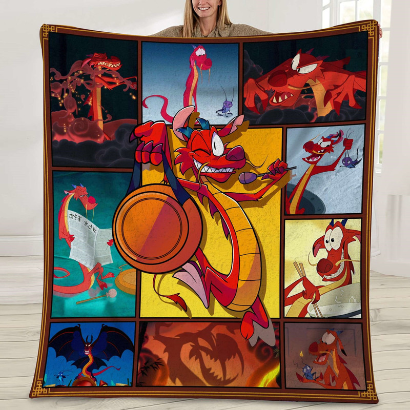 Mulan Mushu Fleece Blanket Dragon Mushu Blanket Mulan Princess Disneyland Throw Blanket for Bed Couch Sofa.jpg