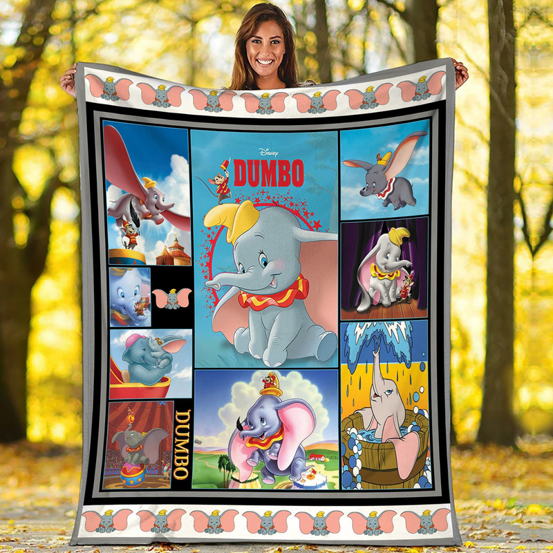 Dumbo Fleece Blanket Dumbo Elephant Flying Blanket Animal Kingdom Throw Blanket for Bed Couch Sofa Christmas Gifts 1.jpg