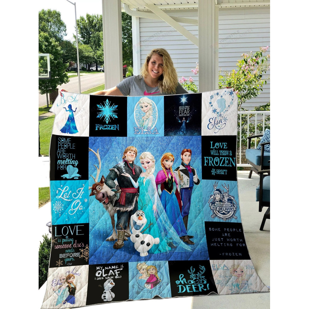 Frozen Movie Fleece Blanket Elsa Anna Olaf Kristoff Sven Blanket Princess Disneyland Family Throw Blanket for Bed Couch Sofa Christmas Gifts.jpg
