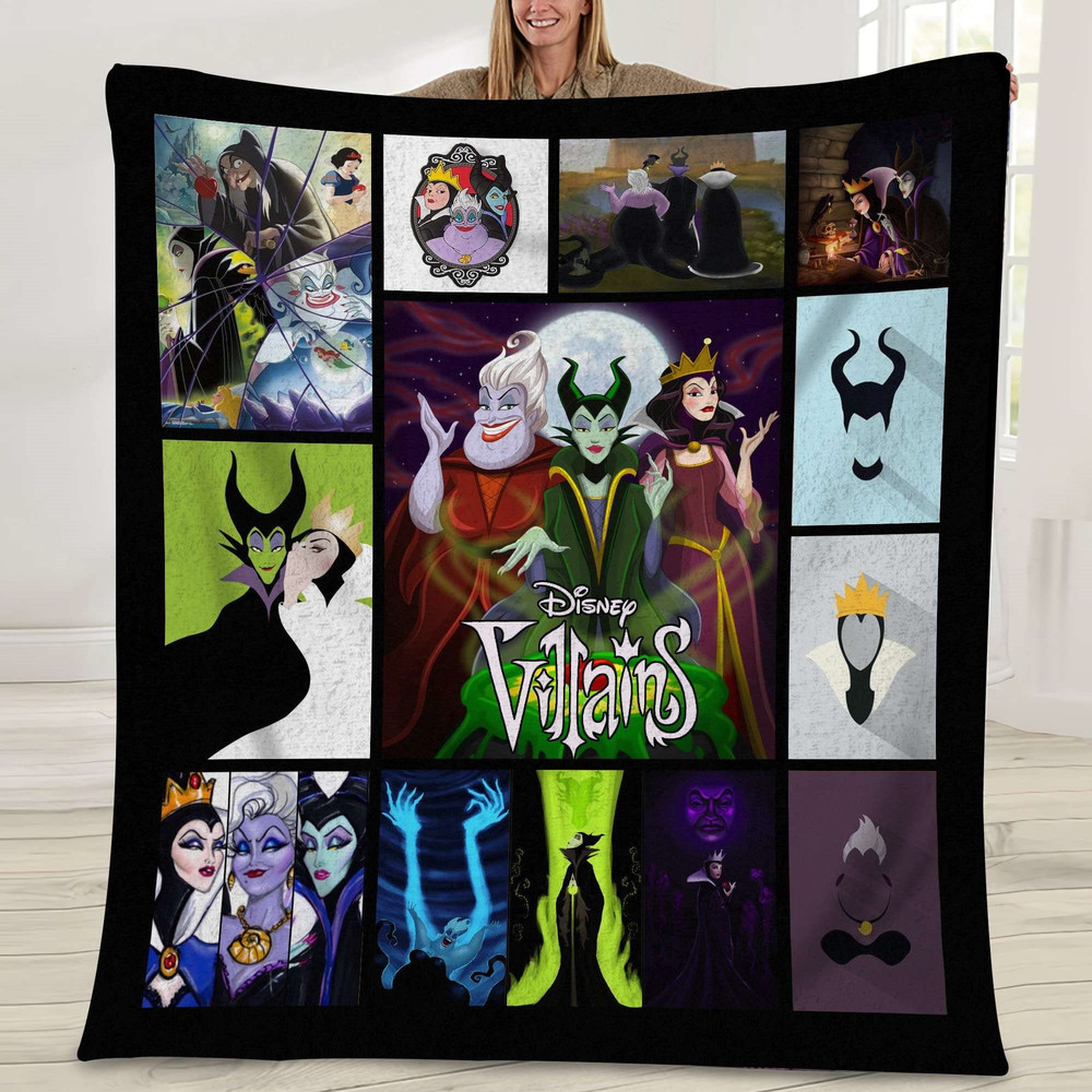 Maleficent Ursula Evil Queen Fleece Blanket Disneyland Villains Blanket Villains Magic Kingdom Throw Blanket for Bed Couch Sofa.jpg