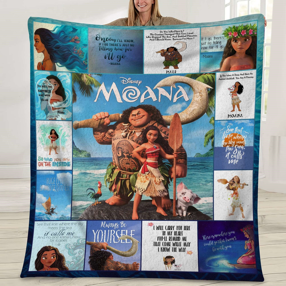 Moana Maui Fleece Blanket Hei Hei Moana Princess Blanket Moana Disneyland Throw Blanket for Bed Couch Sofa.jpg