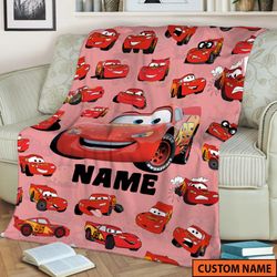 personalized pixar cars lightning mcqueen fleece blanket  cars land ra