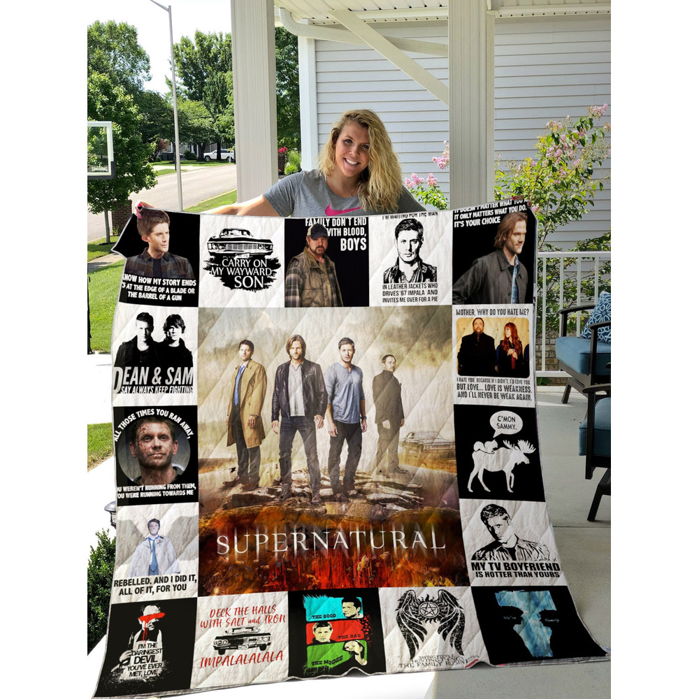 Supernatural Fleece Blanket Sam Winchester Dean Winchester Fleece Blanket Saving people, hunting things Throw Blanket Couch Sofa 1.jpg