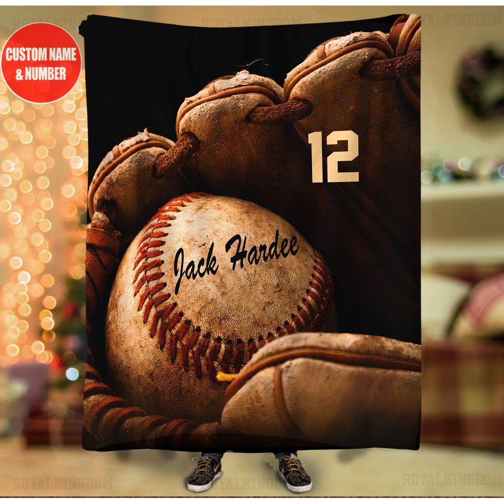 Personalized Name and Number Baseball Blanket Baseball Blanket for Son, Grandson, Baseball Boy Birthday Gift for Baseball Lover 02.jpg