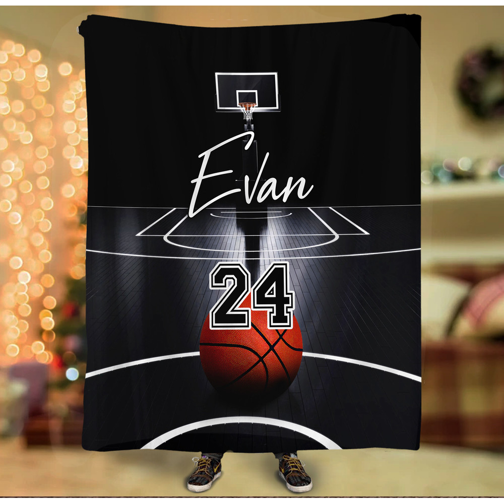 Personalized Name and Number Basketball Blanket Basketball Blanket for Son, Grandson, Basketball Boy Birthday Gift for Basketball Lover 03.jpg