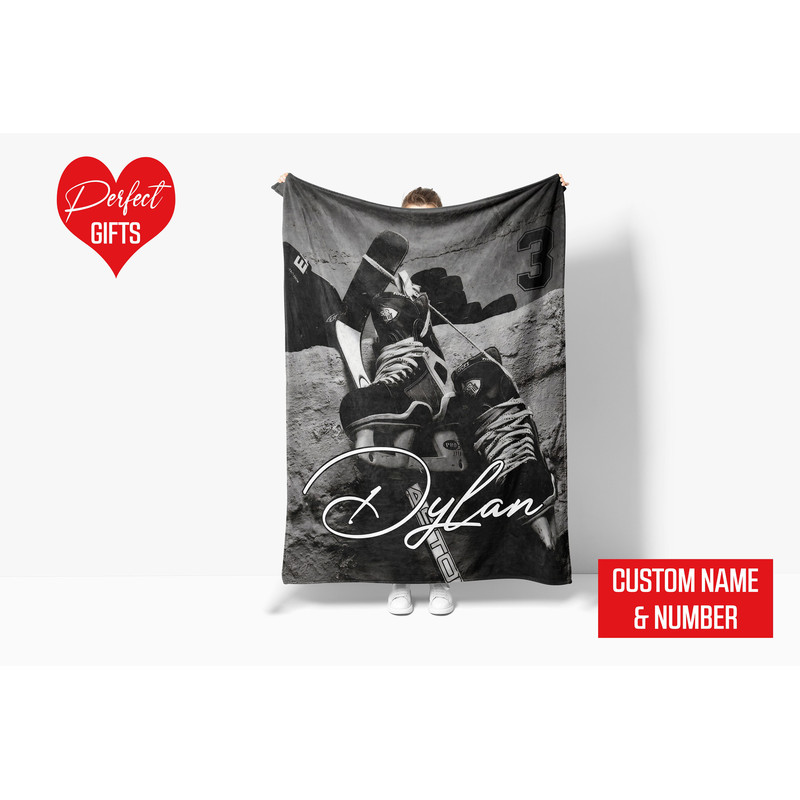 Personalized Name and Number Ice Hockey Blanket Hockey Blanket for Son, Grandson, Hockey Boy Custom Name Birthday Gift for Hockey Lover 08.jpg