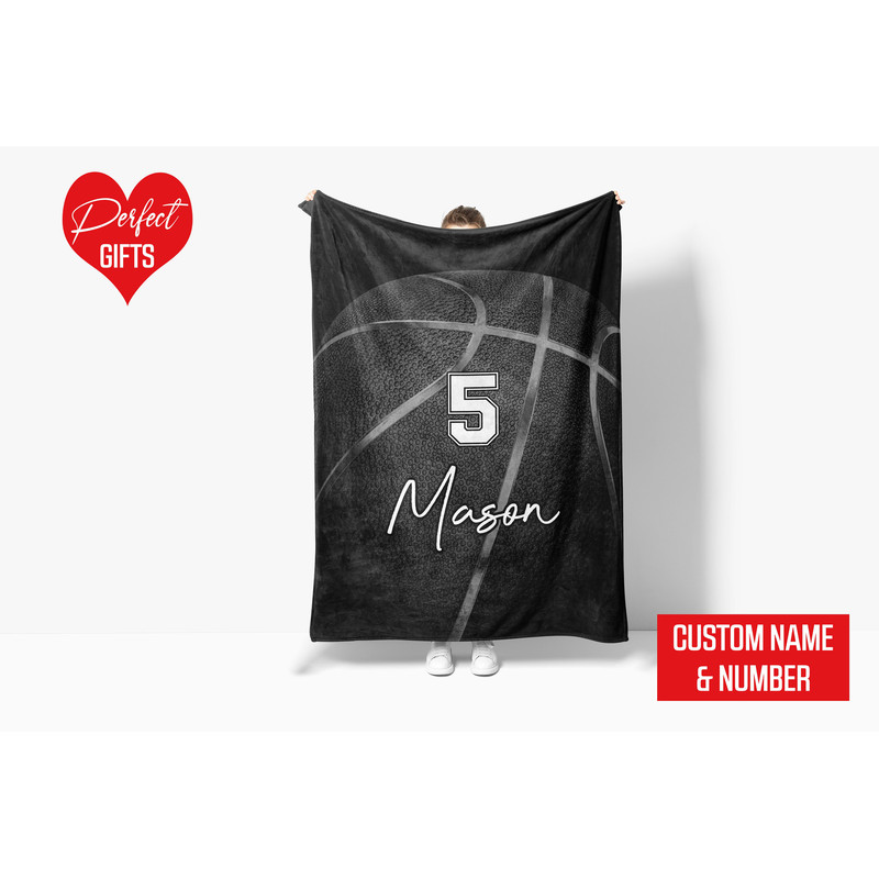Personalized Name and Number Basketball Blanket Basketball Blanket for Son, Grandson, Basketball Boy Birthday Gift for Basketball Lover 08.jpg