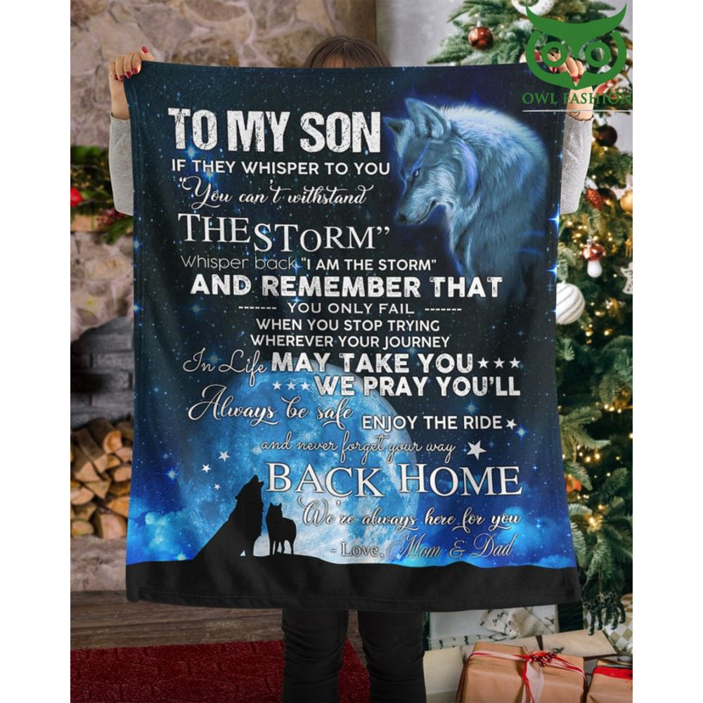 To my Son The storm Back Home Wolf Family Blanket.jpg