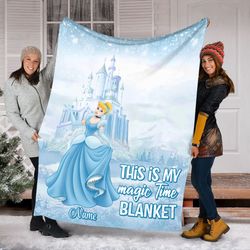 custom name cinderella fleece blanket, princess sofa blanket, bedding