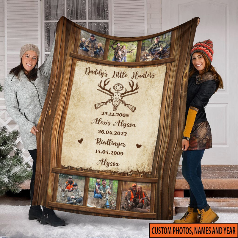 Personalized Daddy's Hunters Blanket, Deer Hunter, fleece sherpa blanket Hunting Deer blanket Father's day blanket, Hunter Gift For Dad.jpg