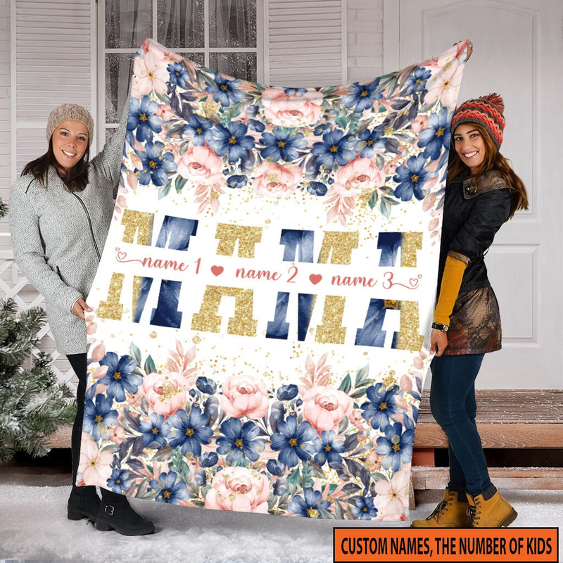 Personalized Floral Blanket for Mom, Floral Style Blanket Names, Gift for Her, Custom Grandmother Blanket, Gift for Nana, Mother's Blanket.jpg