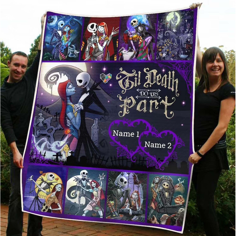 Personalized Name Blanket, Custom Blanket, Jack Skellington Blanket, Halloween Blanket, Fleece Blanket, Mink Blanket, Sherpa Blanket..jpg