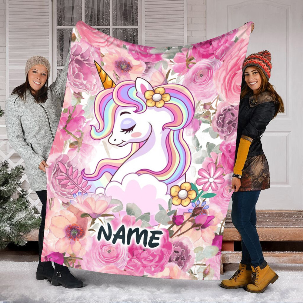 Personalized Unicorn Blanket For Unicorn Lovers, Dabbing Unicorn Blanket, Rainbow Unicorn, Cozy Blanket, Custom Name Unicorn Lover Gift.jpg