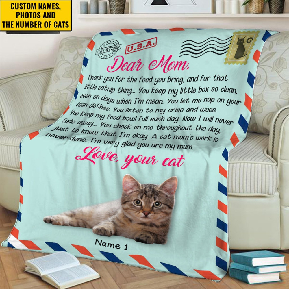 Custom Name And Photo Cat Blanket, Cute Cat Blanket, Gift Ideas Mother's Day, Gift For Mama Blanket, Blanket for Mom, Blanket Gift Cat Lover.jpg