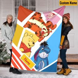 disney winnie the pooh fleece mink blanket, tigger piglet eeyore blank