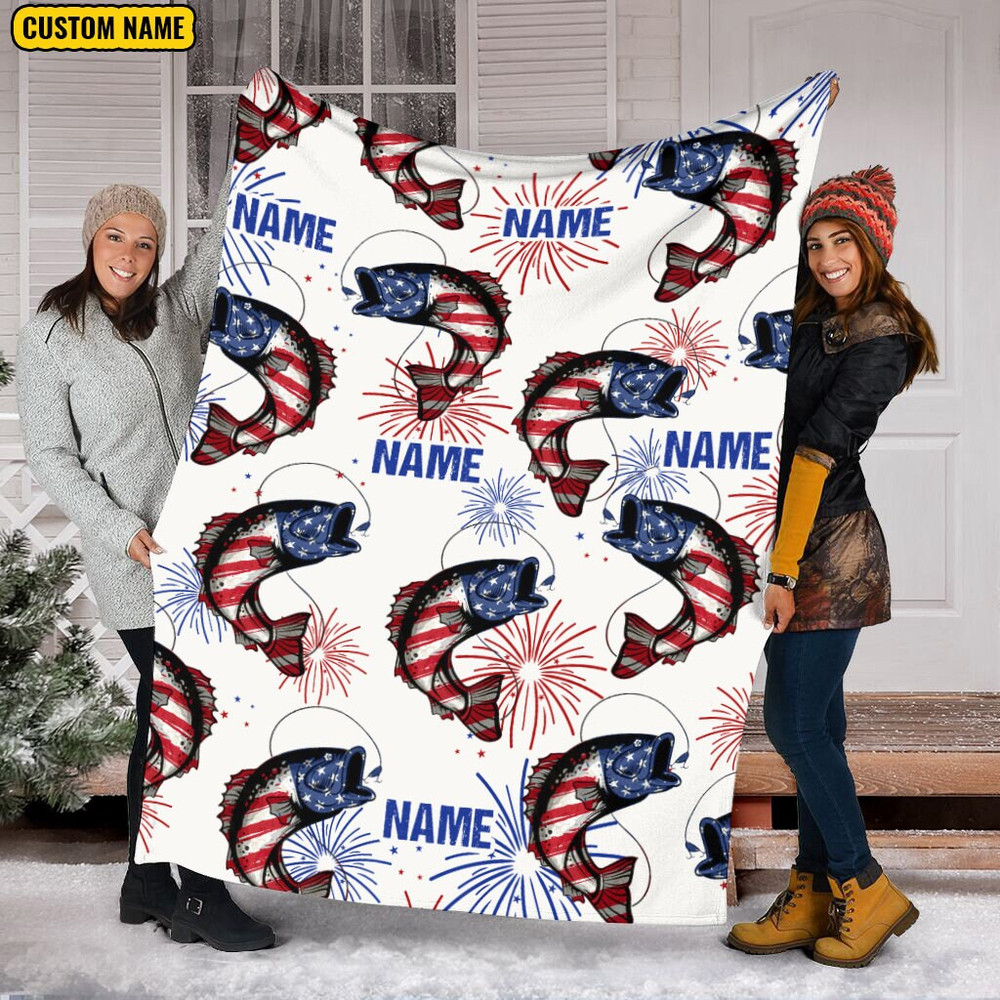 Fishing American Flag Fisherman Patriotic Day 4th Of July Blanket, 4th Of July Gift, Independence Day Blanket, Independence Day Gift.jpg