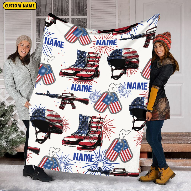 Veteran Blanket,Custom Name Blanket, Army Fleece Mink Sherpa, Lovers Blanket, Blanket - American Flag Blanket, 4th Of July, Father's Day.jpg
