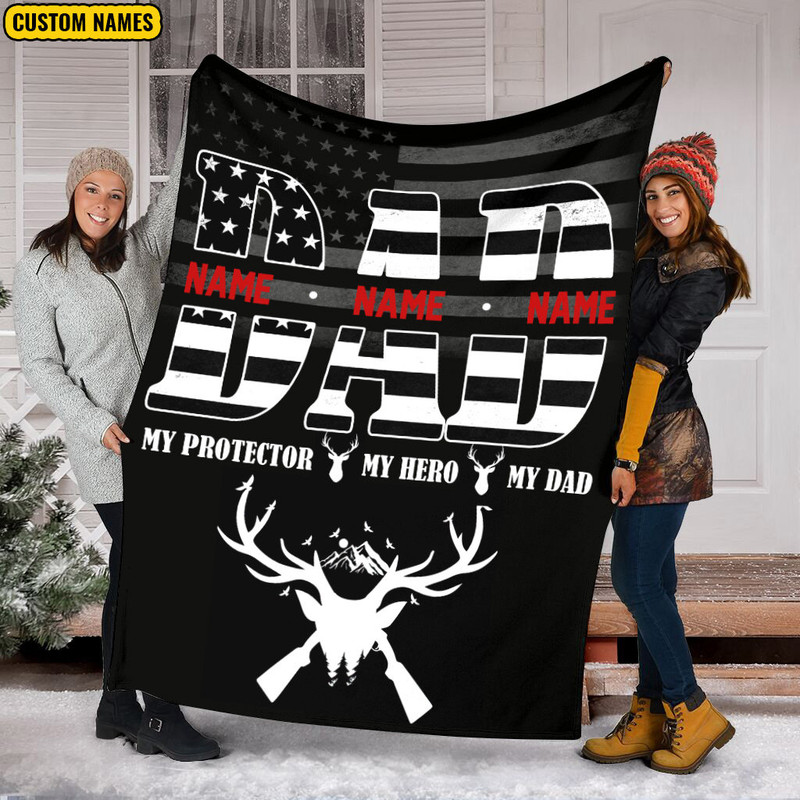 Deer Blanket, Father's Day Hunting Blanket, Custom Name Blanket, Gift For Husband, Daughter Gift, Fleece Mink Sherpa,Grandpa Hunting Blanket.jpg