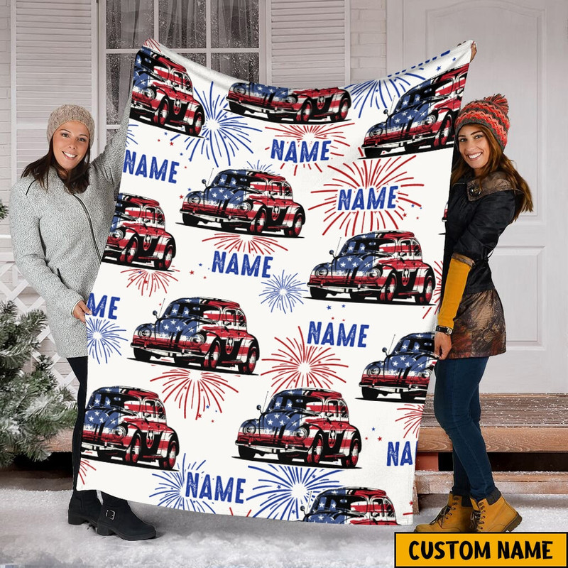 Happy Independence Day Flag, Custom Name Blanket, Bug Car Blanket, Patriotic Car 4th Of July, Baby , Independence Day Celebration Flag.jpg