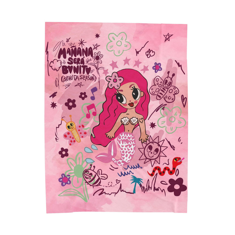 Karol G Little Mermaid Blanket Manana Sera Bonito Blanket Mañana Será Bonito Karol G Bichota Season Blanket Pink Hair Blanket.jpg