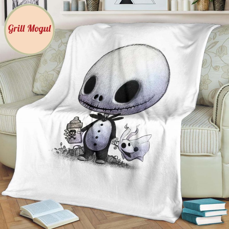 Baby Jack Skellington and Zero Fleece Blanket Nightmare Bedding Decor Gift.jpg