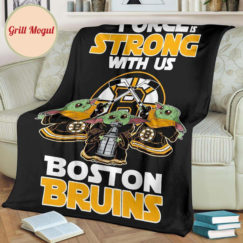 Boston Bruins Baby Yoda Fleece Blanket The Force Strong.jpg