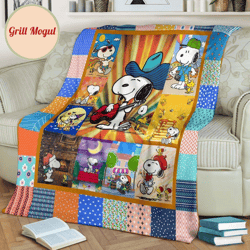 funny guitar player snoopy fleece blanket fan gift idea