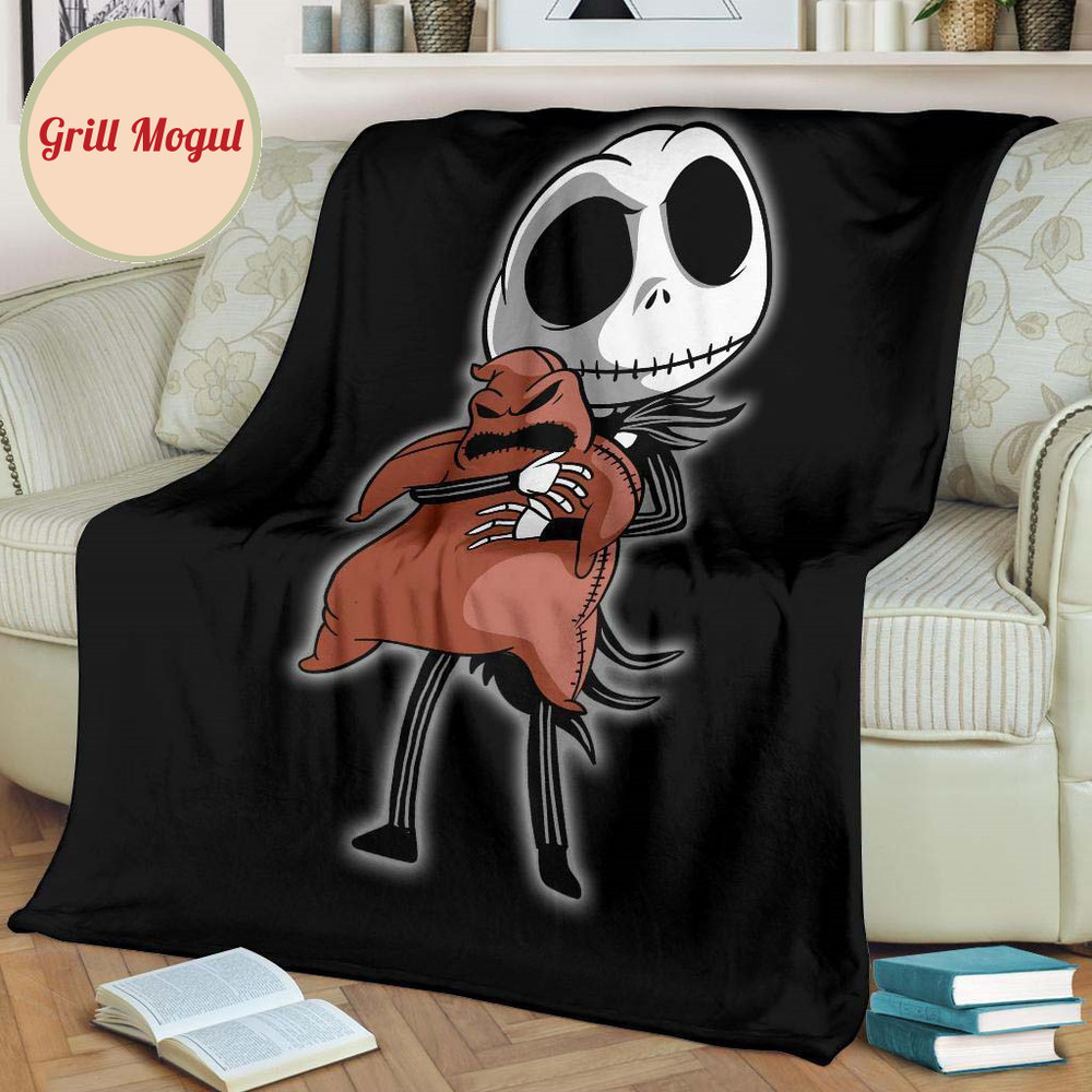 Jack Skellington Hug Oogie Boogie Fleece Blanket Funny Gift.jpg