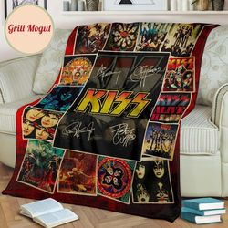 kiss rock band fleece blanket signatures fan gift idea