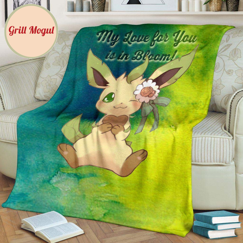 My Love Is For You In Bloom Leafeon Fleece Blanket Pokemon.jpg