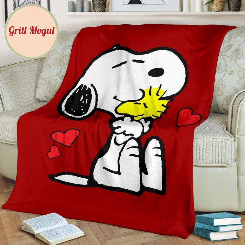 Snoopy and Woodstock Red Fleece Blanket Gift For Fan.jpg
