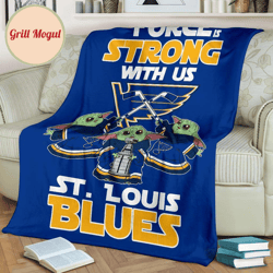 st. louis blues baby yoda fleece blanket the force strong