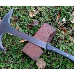 handmade 18 inches long axe in high carbon steel with acid black