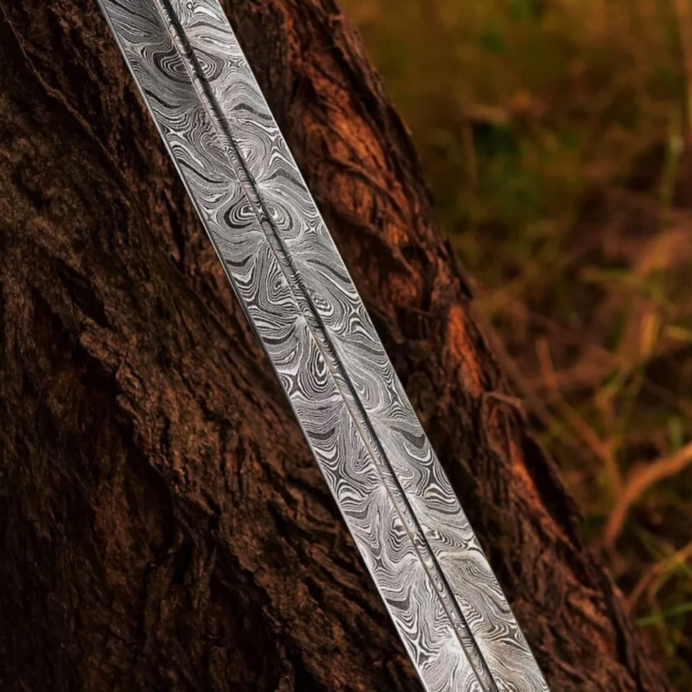 Hand Forged Damascus Steel Battle Ready Viking Sword Scabbard Razor Sharp 2