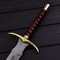 Custom Handmade Damascus Steel Sword With Leather Sheath 1