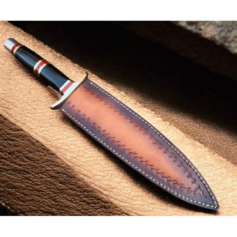 14 Inch D2 Steel Bowie Knife Horn Handle Brass Guard Full Tang Hunting Knife Hunting Gift Knife 3