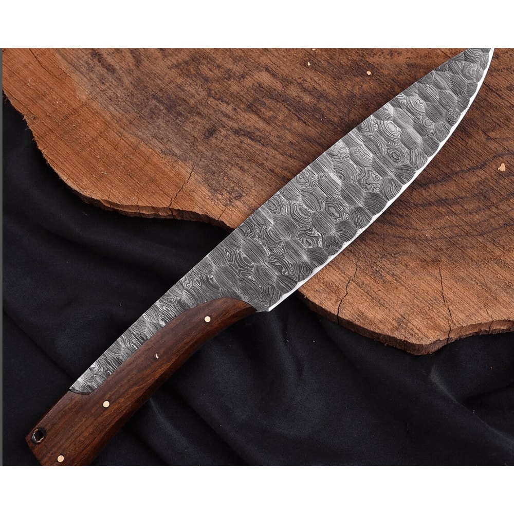 12 Damascus Steel Bowie Knife With Ridged Blade Premium Hunting Camping Knife Leather Sheath 2