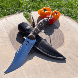 handmade 4116 stainless steel engraved knife 11" | custom blade + leather sheath | outdoor hunting gift